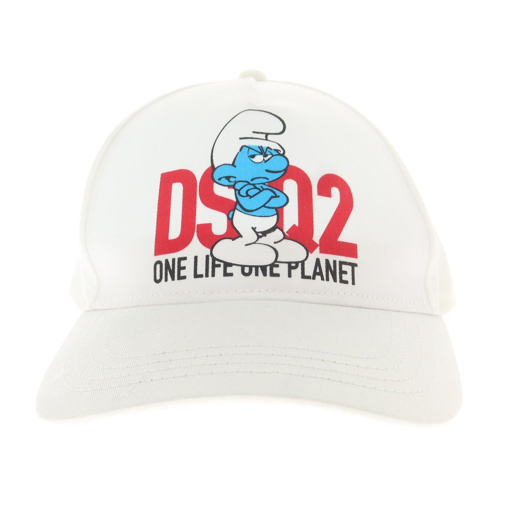 【新品アウトレット】ディースクエアード DSQUARED2 × SMURFS コットン ベースボールキャップ ホワイト【 UNI 】【 状態ランクN- 】【 メンズ 】