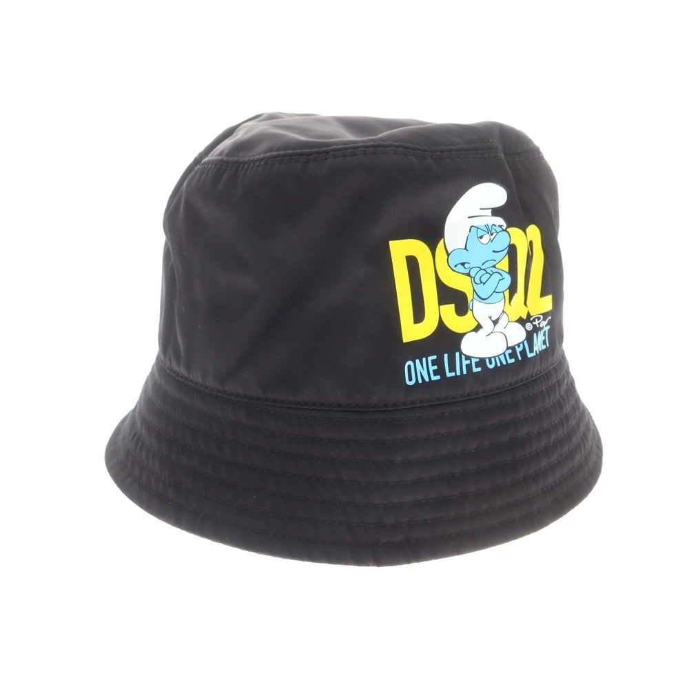 【新品】ディースクエアード DSQUARED2 × SMURFS ナイロン バケットハット ブラック【 L 】【 状態ランクN 】【 メンズ 】