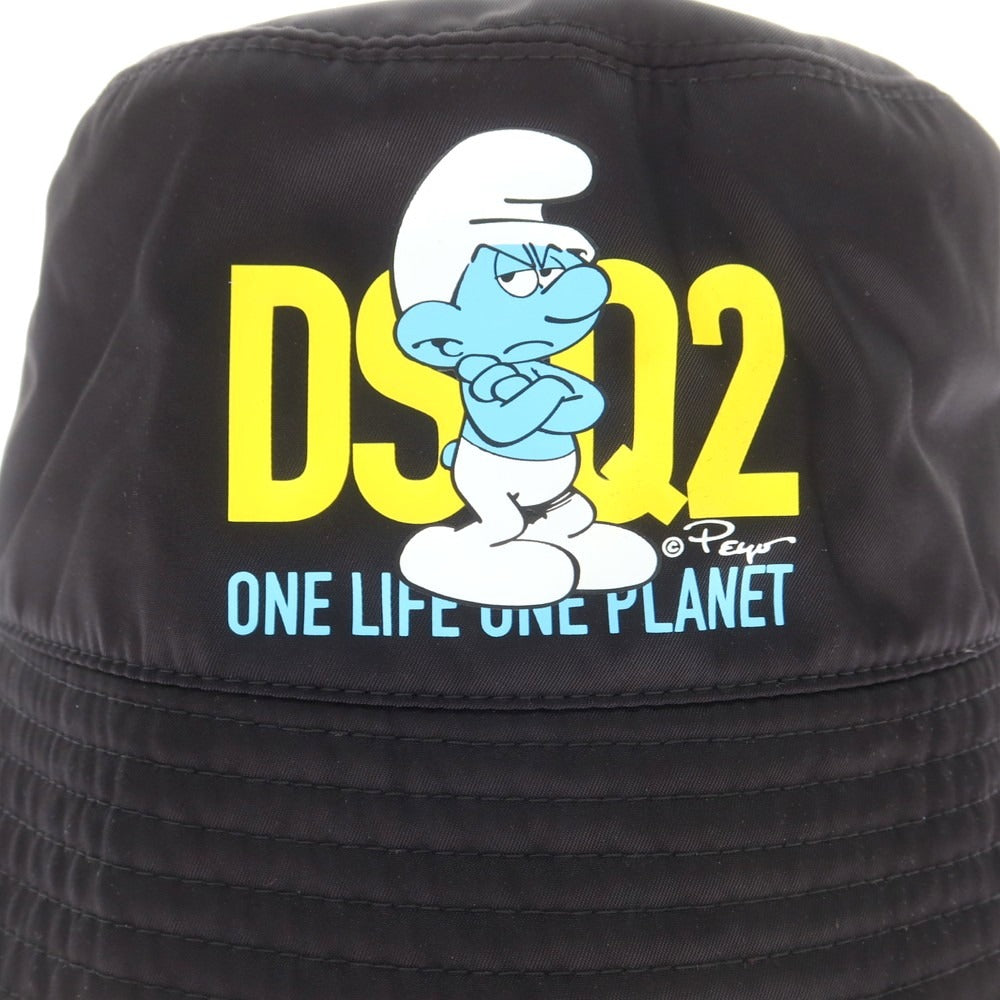 【新品】ディースクエアード DSQUARED2 × SMURFS ナイロン バケットハット ブラック【 L 】【 状態ランクN 】【 メンズ 】