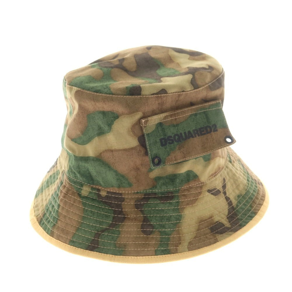 【新品】ディースクエアード DSQUARED2 コットン カモフラ バケットハット カーキ系【 L 】【 状態ランクN 】【 メンズ 】