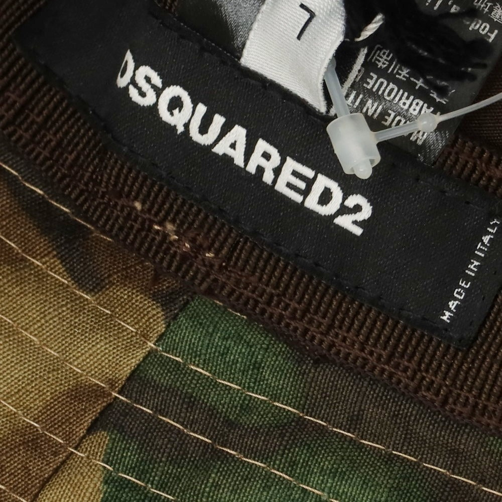 【新品】ディースクエアード DSQUARED2 コットン カモフラ バケットハット カーキ系【 L 】【 状態ランクN 】【 メンズ 】
