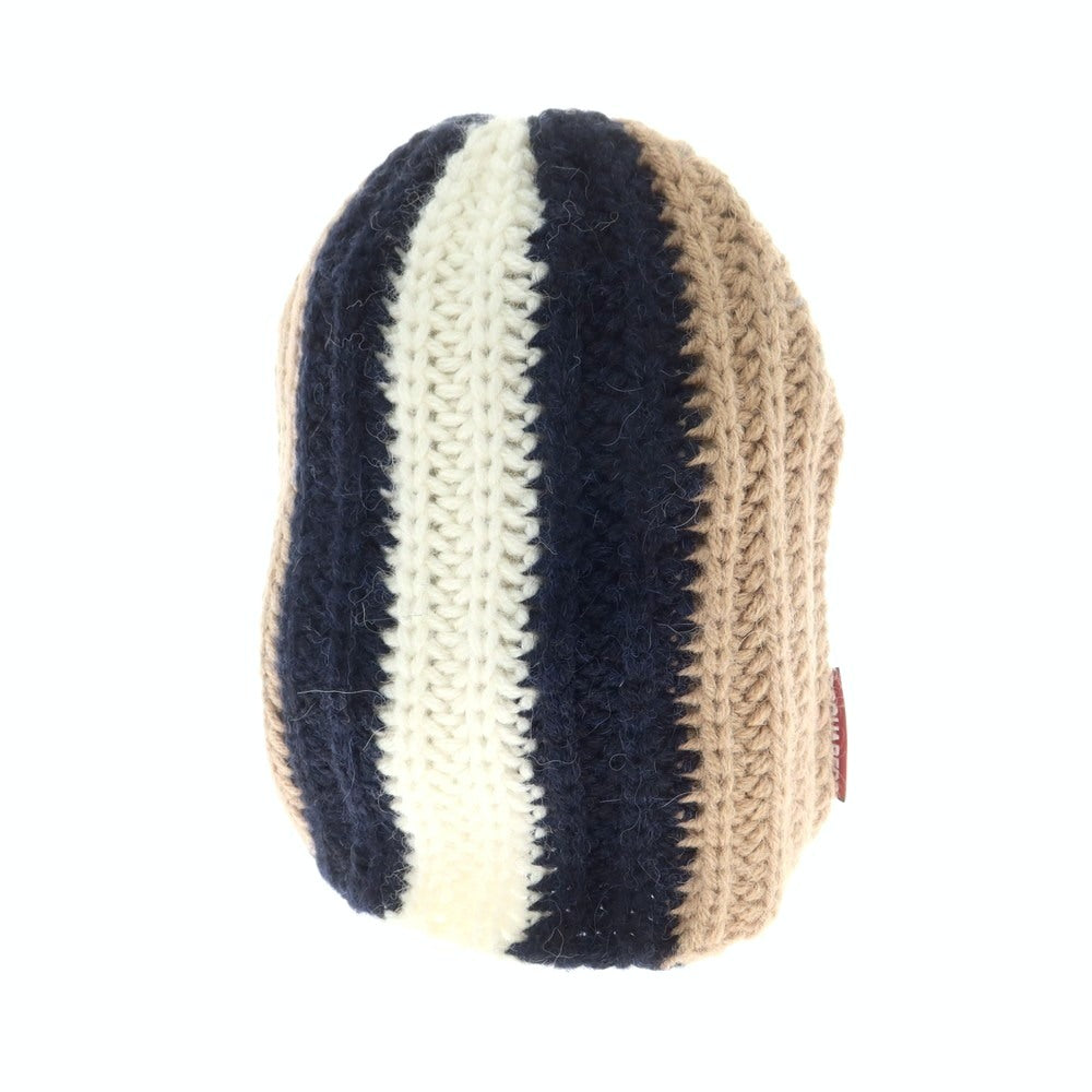 【新品】ディースクエアード DSQUARED2 アクリルアルパカウール ビーニー ニットキャップ ベージュxネイビー【 UNI 】【 状態ランクN 】【 メンズ 】