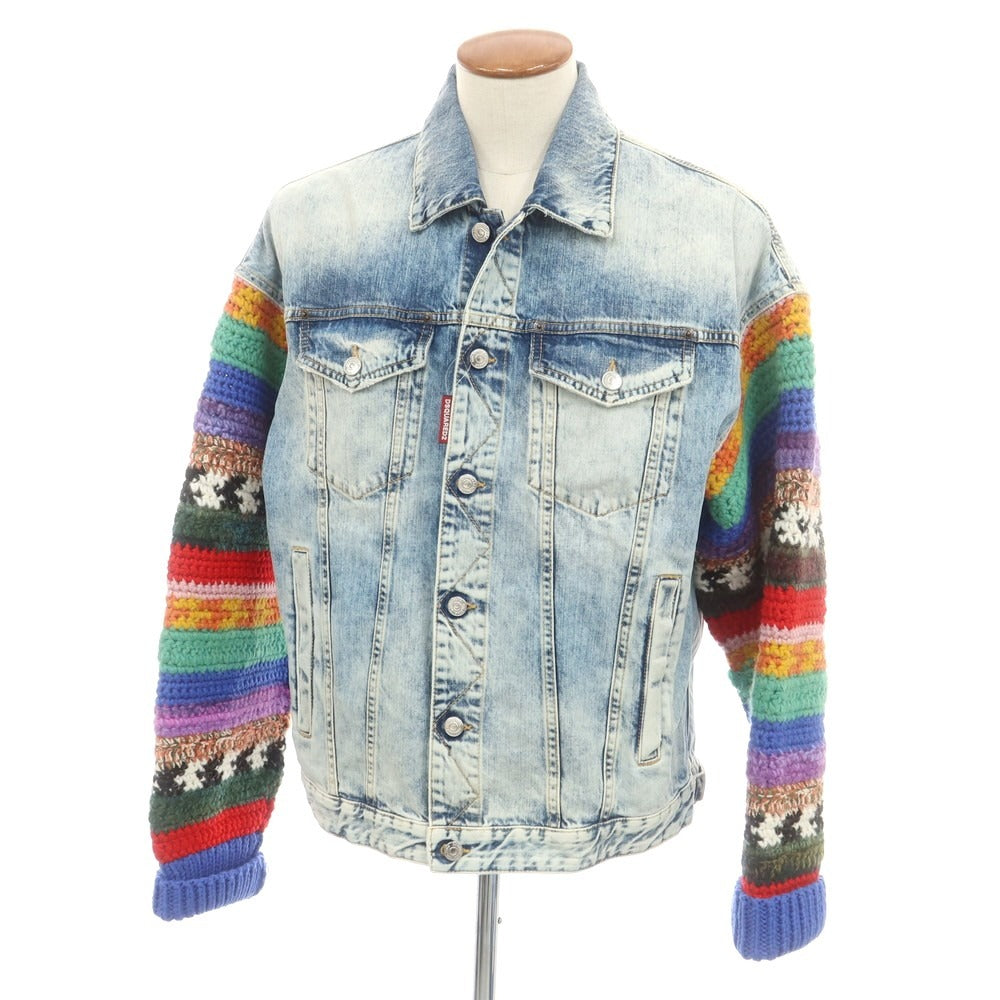 【新品】ディースクエアード DSQUARED2 ニットスリーブ デニムジャケット ブルー系【 48 】【 状態ランクN 】【 メンズ 】