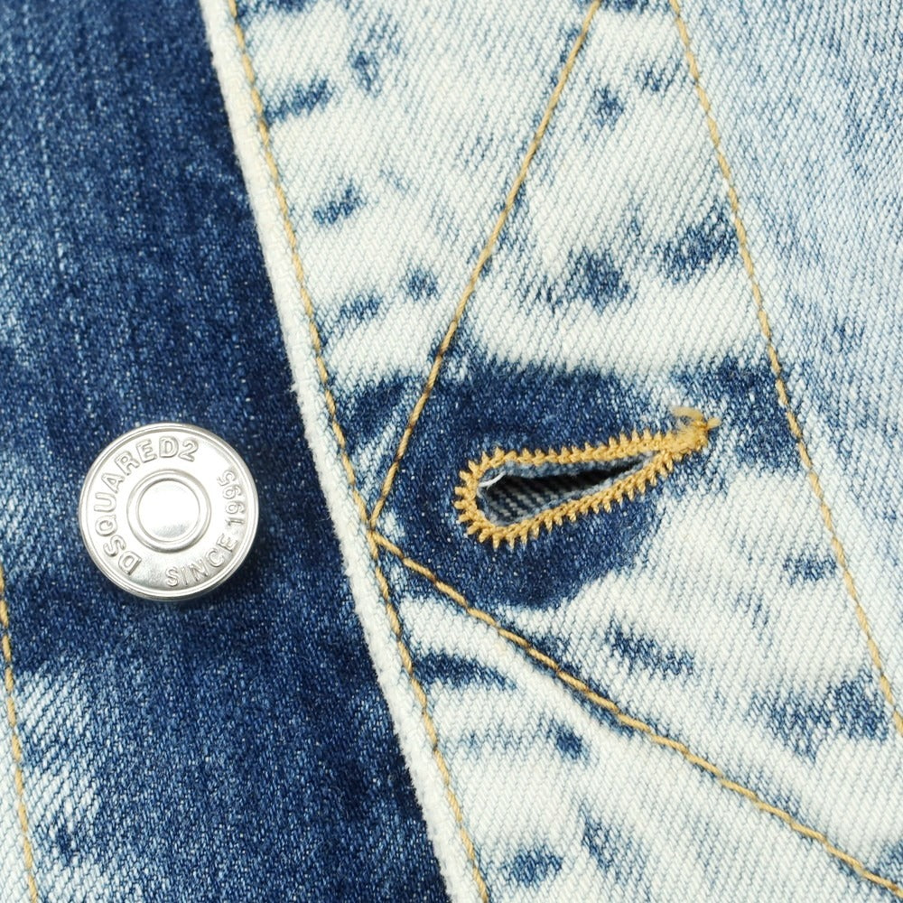 【新品】ディースクエアード DSQUARED2 ニットスリーブ デニムジャケット ブルー系【 48 】【 状態ランクN 】【 メンズ 】