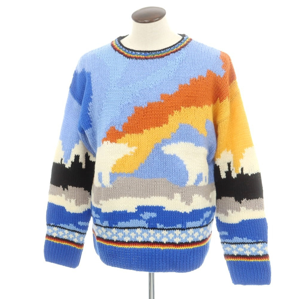 【新品】ディースクエアード DSQUARED2 ウールナイロンモヘヤ クルーネック プルオーバーニット ブルーxオレンジ【 L 】【 状態ランクN 】【 メンズ 】