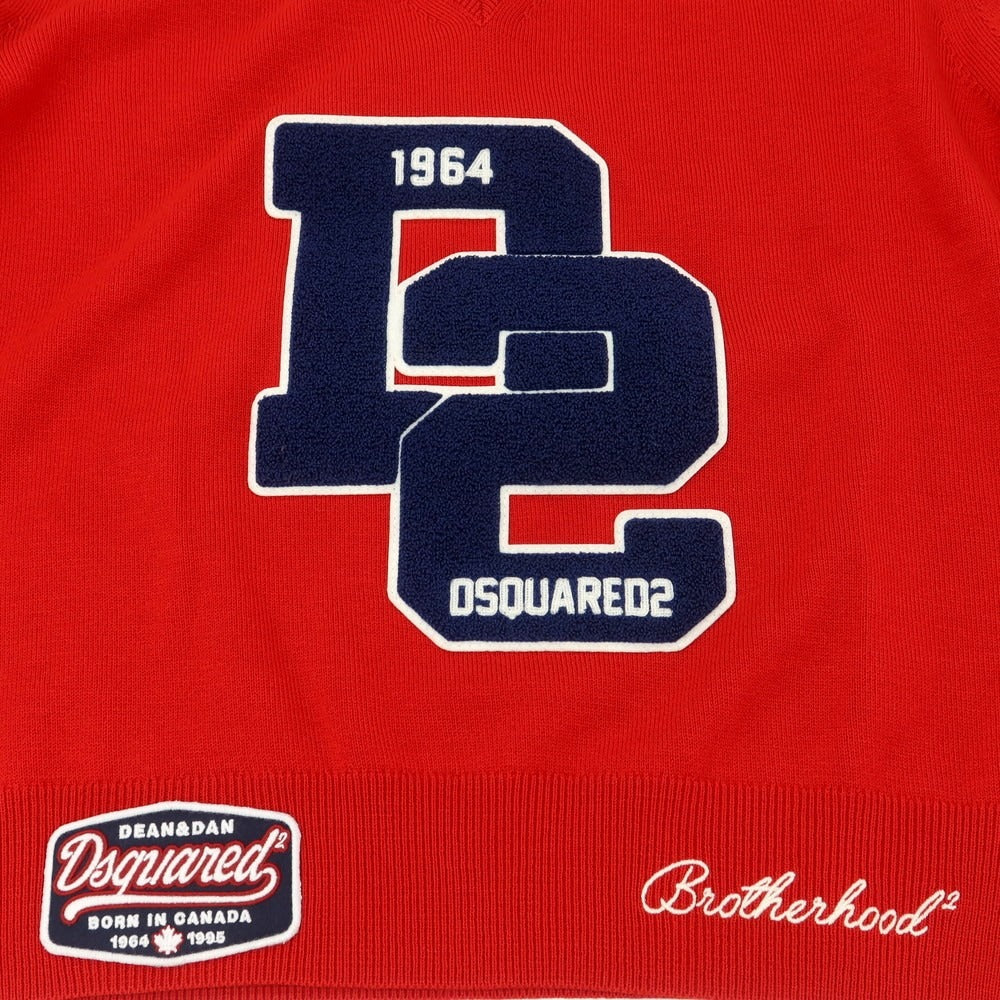 【新品】ディースクエアード DSQUARED2 ウール Vネック プルオーバーニット レッド【 M 】【 状態ランクN 】【 メンズ 】