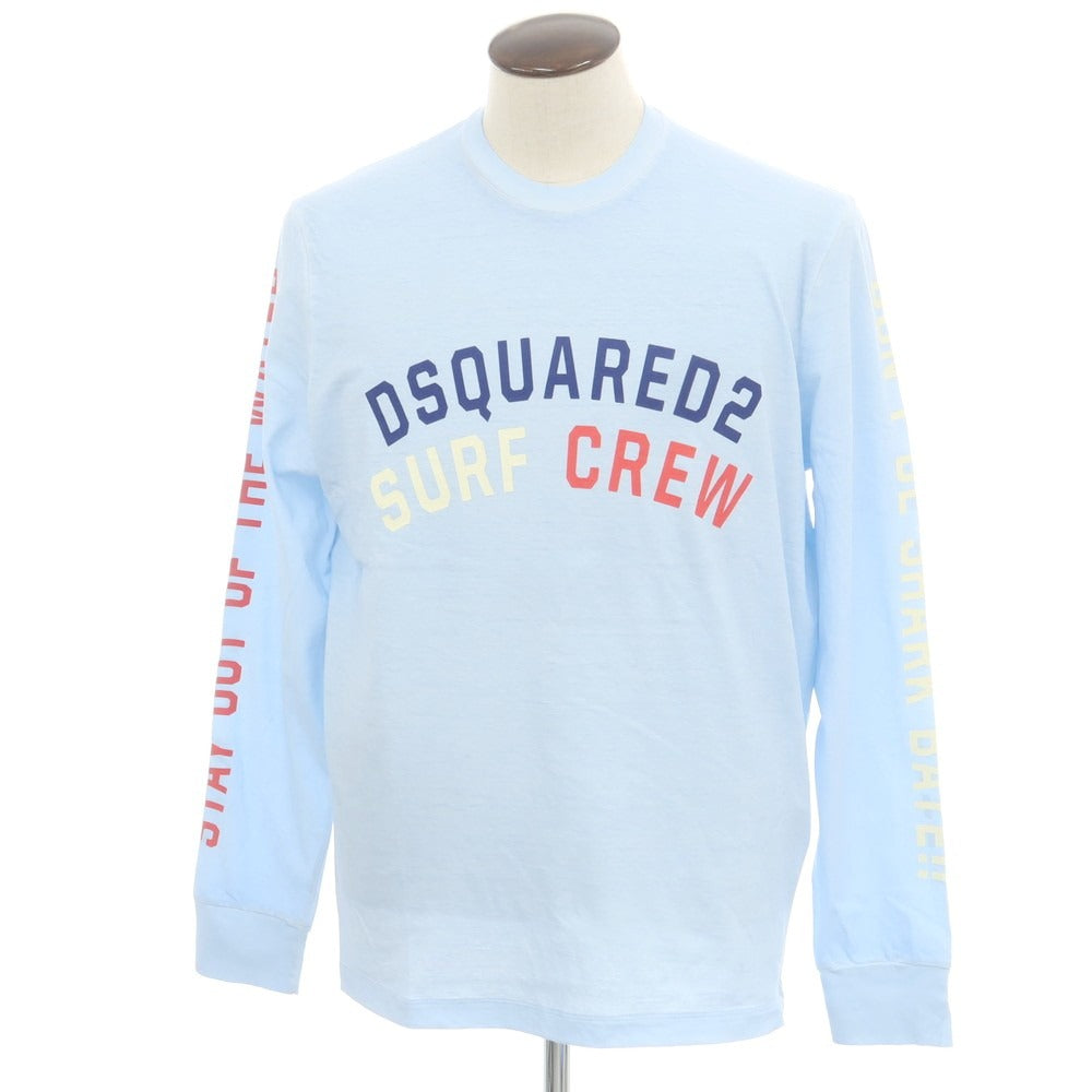 【新品】ディースクエアード DSQUARED2 コットン クルーネック 長袖Tシャツ ライトブルー【 L 】【 状態ランクN 】【 メンズ 】