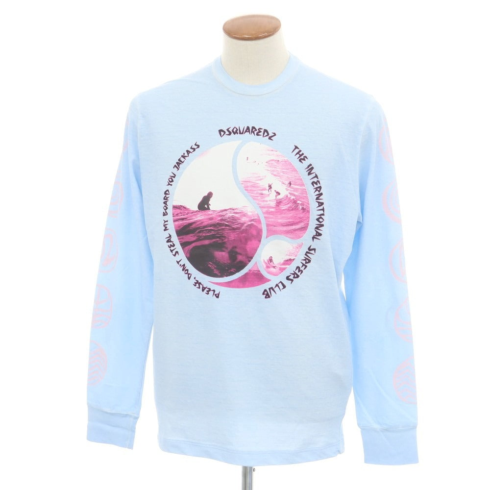 【新品】ディースクエアード DSQUARED2 コットン クルーネック 長袖Tシャツ ライトブルー【 M 】【 状態ランクN 】【 メンズ 】