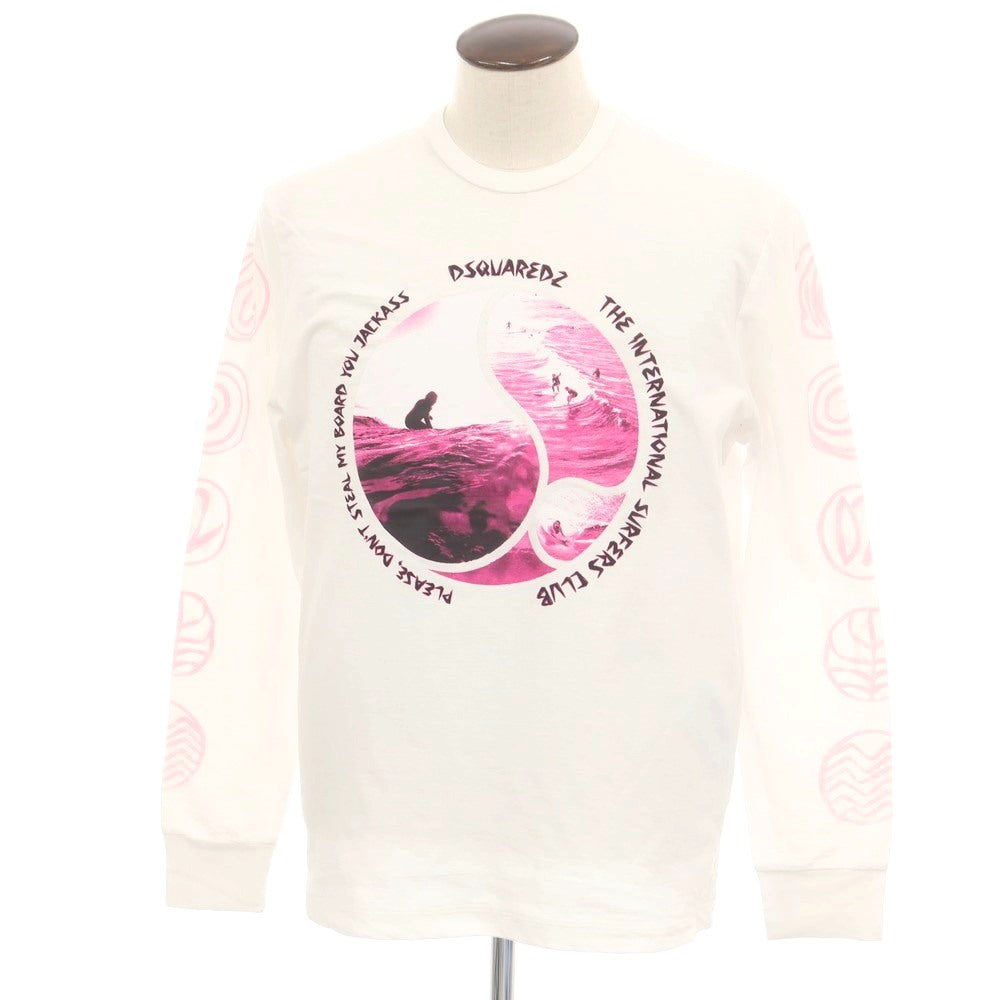 【新品アウトレット】ディースクエアード DSQUARED2 コットン クルーネック 長袖Tシャツ ホワイト【 L 】【 状態ランクN- 】【 メンズ 】