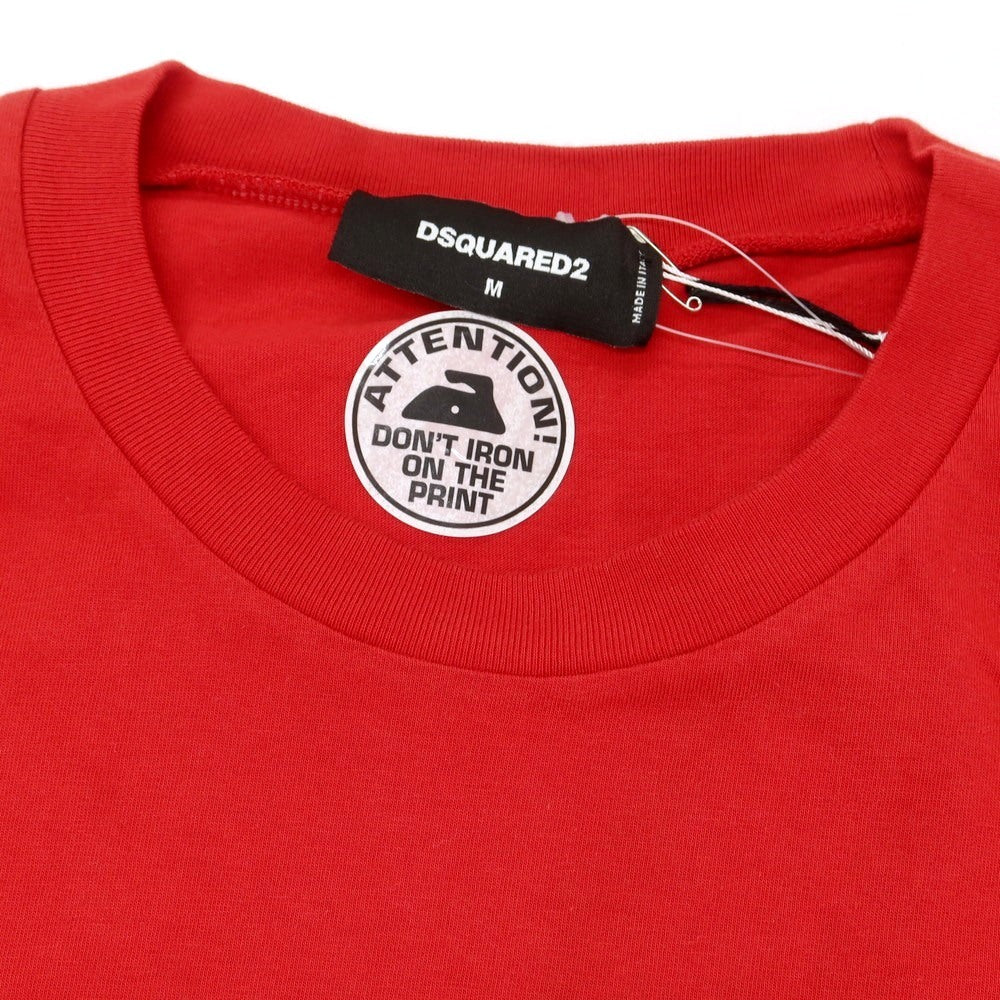 【新品】ディースクエアード DSQUARED2 コットン クルーネック 長袖Tシャツ レッド【 M 】【 状態ランクN 】【 メンズ 】