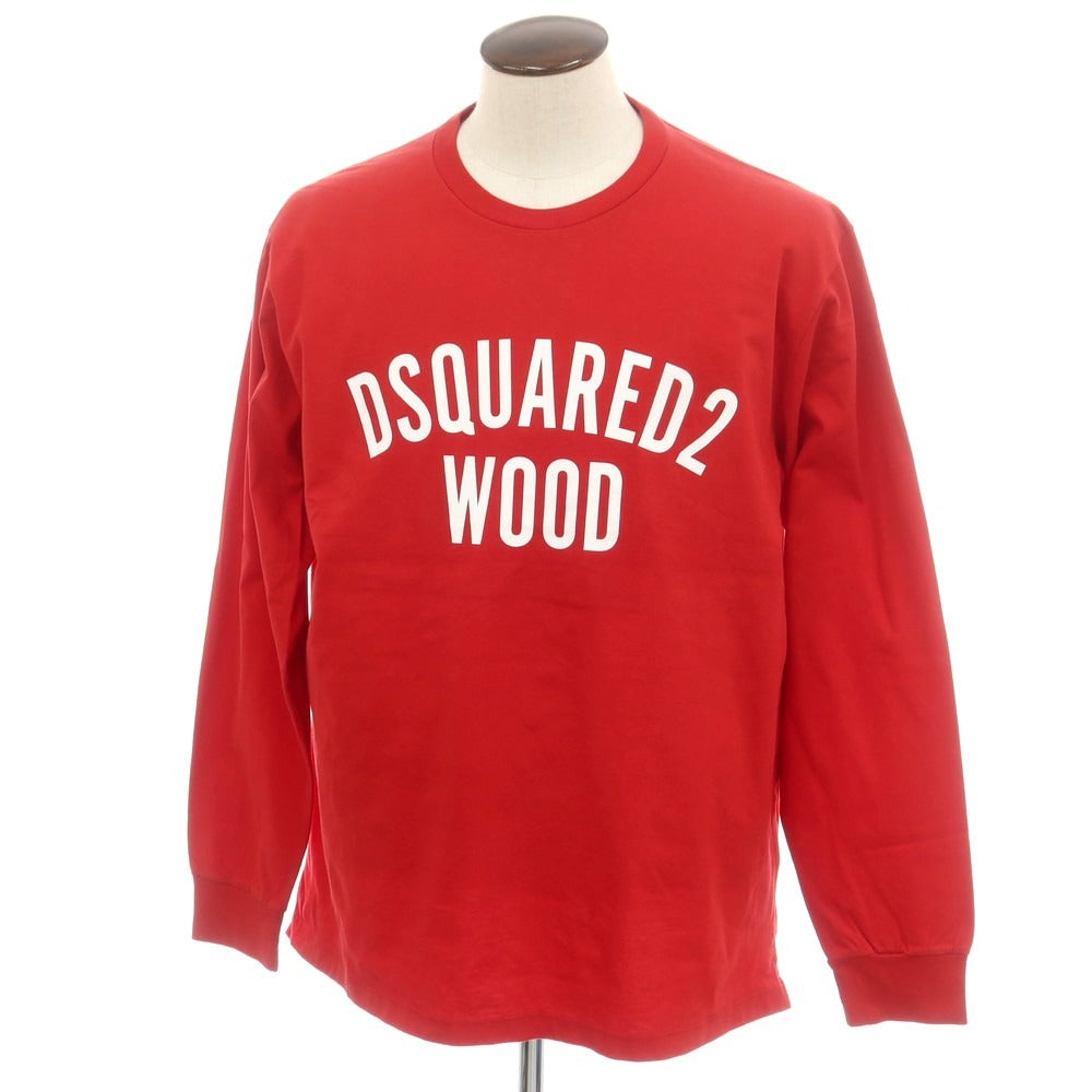 【新品】ディースクエアード DSQUARED2 コットン クルーネック 長袖Tシャツ レッド【 L 】【 状態ランクN 】【 メンズ 】