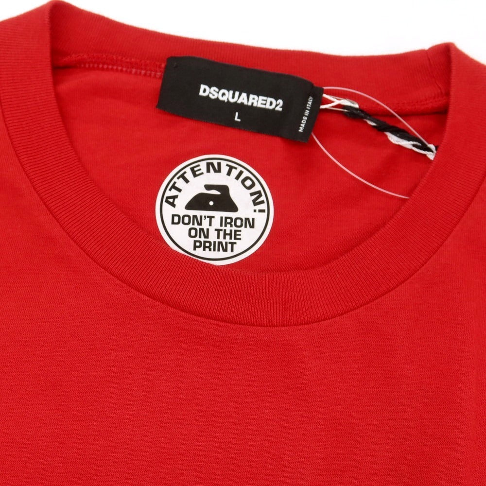 【新品】ディースクエアード DSQUARED2 コットン クルーネック 長袖Tシャツ レッド【 L 】【 状態ランクN 】【 メンズ 】