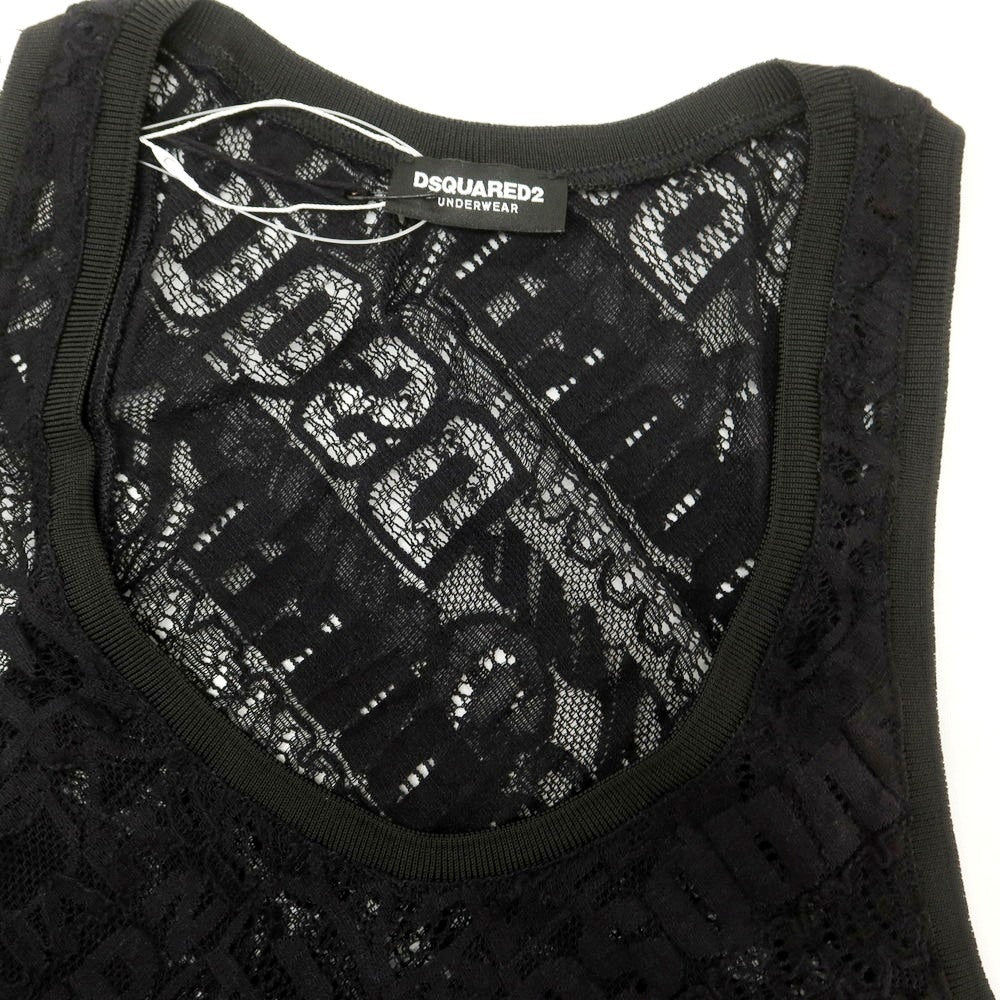 【新品】ディースクエアード DSQUARED2 ストレッチ コットンナイロン ジャカード レース タンクトップ ブラック【 M 】【 状態ランクN 】【 メンズ 】