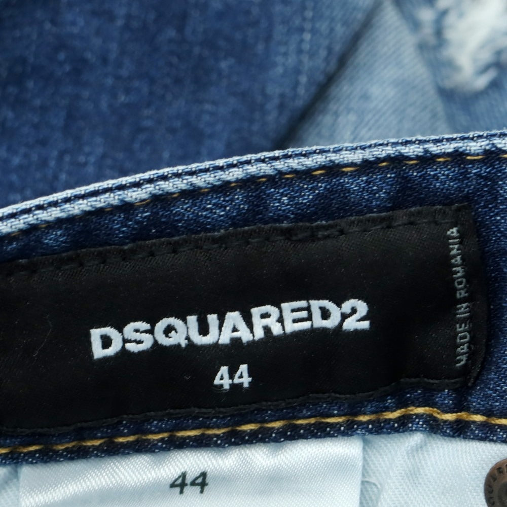 【新品】ディースクエアード DSQUARED2 REGULAR JEAN ペイント加工 ストレッチ コットン ジーンズ デニムパンツ ネイビー【 44 】【 状態ランクN 】【 メンズ 】