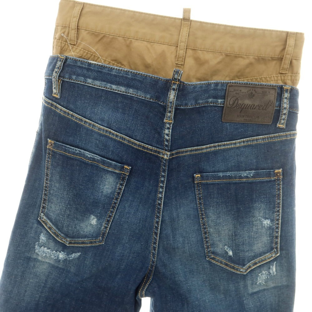 【新品】ディースクエアード DSQUARED2 642 Twin Pack Jean ストレッチ コットンポリエステル ジーンズ デニムパンツ ネイビーxベージュ【 46 】【 状態ランクN 】【 メンズ 】
