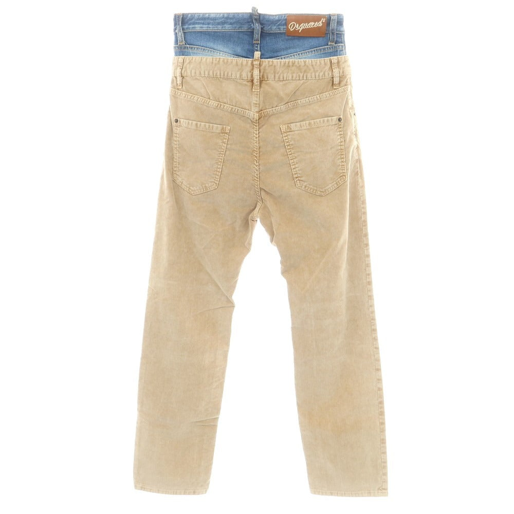 【新品】ディースクエアード DSQUARED2 642 Twin Pack Jean ストレッチ コットン コーデュロイパンツ ベージュxブルー【 42 】【 状態ランクN 】【 メンズ 】