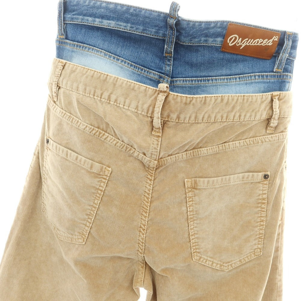 【新品】ディースクエアード DSQUARED2 642 Twin Pack Jean ストレッチ コットン コーデュロイパンツ ベージュxブルー【 46 】【 状態ランクN 】【 メンズ 】