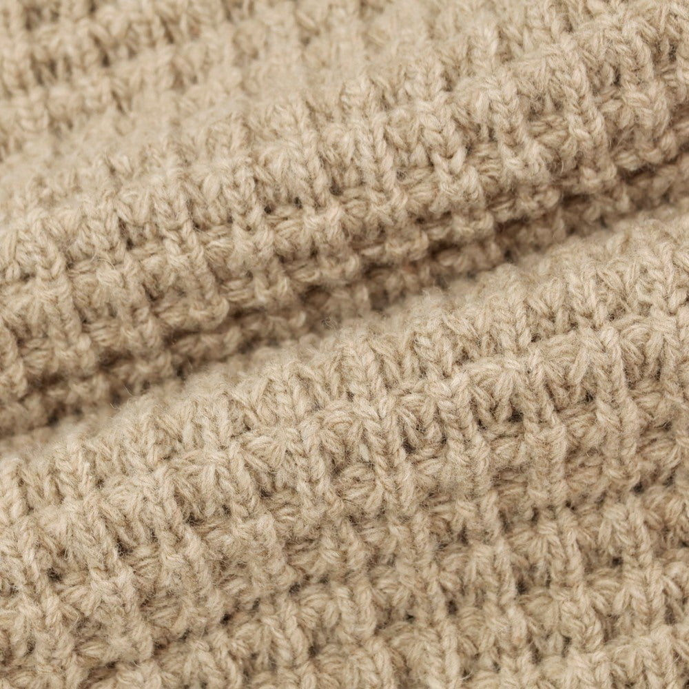 【中古】オロウ OLOW ウールナイロン クルーネック プルオーバーニット ベージュ【 M 】【 状態ランクB 】【 メンズ 】