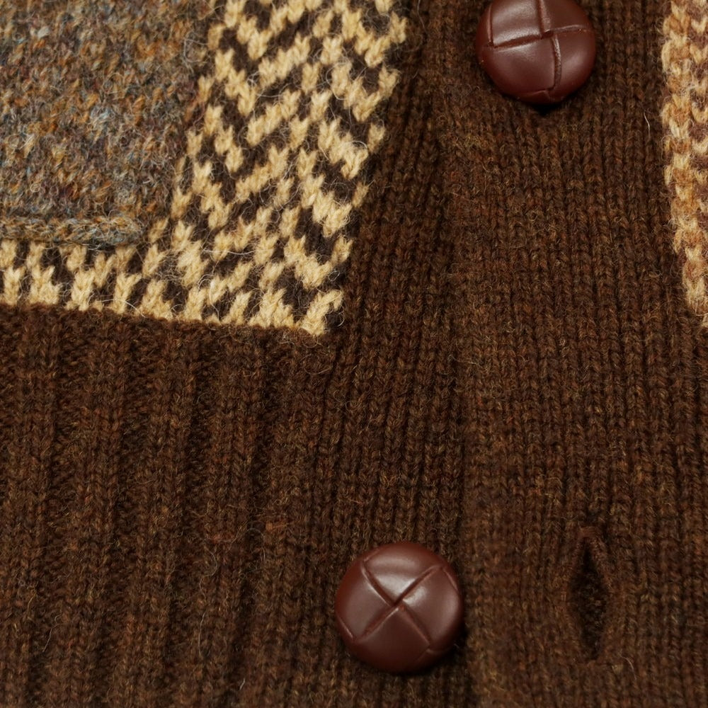 【中古】ラルフローレンラグビー RALPH LAUREN RUGBY ウールアルパカ カーディガン ブラウンxベージュ【 S 】【 状態ランクB 】【 メンズ 】