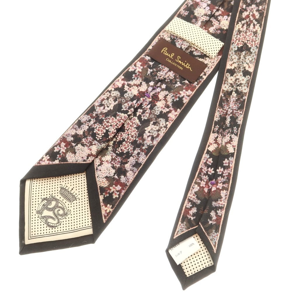 【中古】ポールスミスコレクション PAUL SMITH COLLECTION プリント ネクタイ ブラックxベージュ【 状態ランクB 】【 メンズ 】