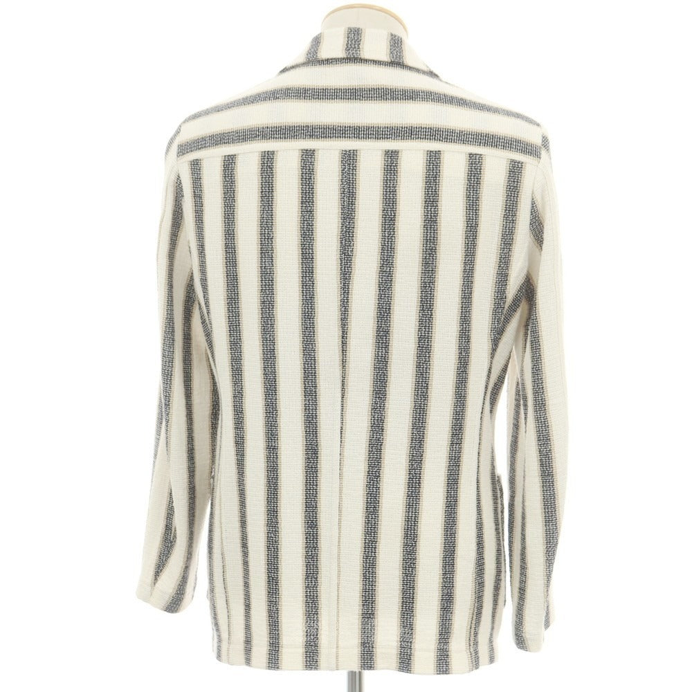 【中古】ティージャケット T-JACKET コットンアクリル ストライプ カジュアルジャケット ホワイトxネイビー【 S 】【 状態ランクB 】【 メンズ 】