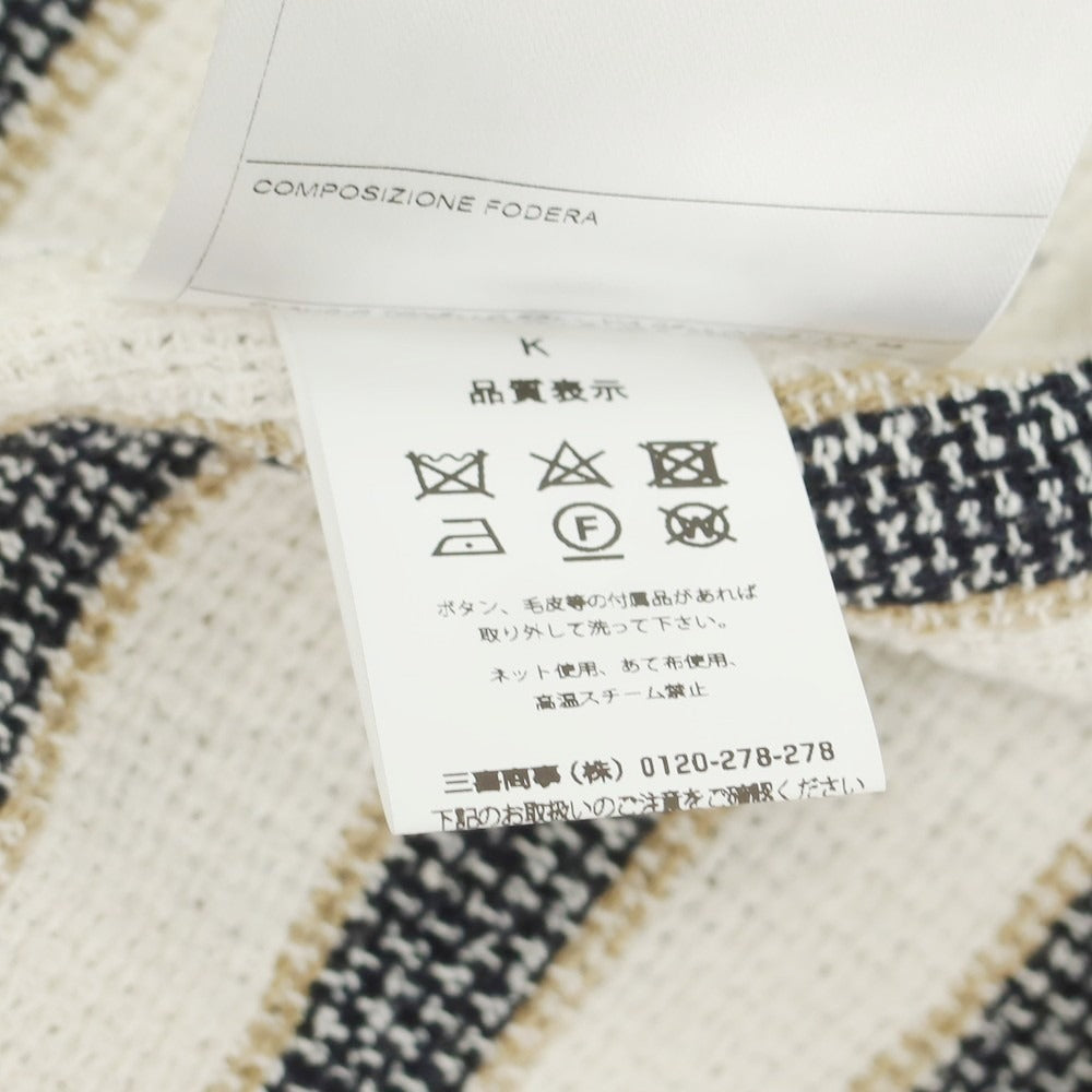 【中古】ティージャケット T-JACKET コットンアクリル ストライプ カジュアルジャケット ホワイトxネイビー【 S 】【 状態ランクB 】【 メンズ 】