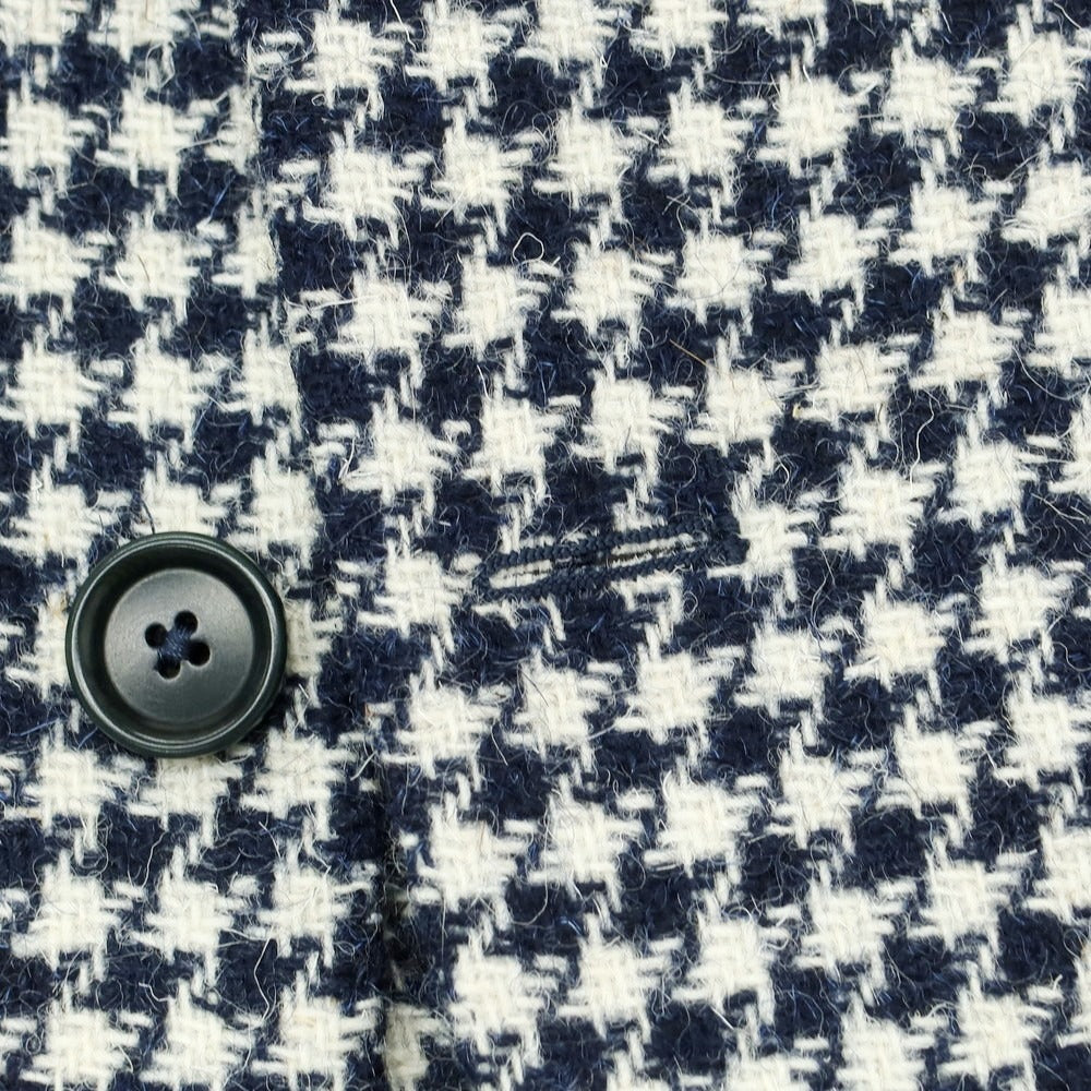 【中古】デペトリロ DE PETRILLO ウール ハウンドトゥース 3B テーラードジャケット ネイビーxホワイト【 44 】【 状態ランクB 】【 メンズ 】