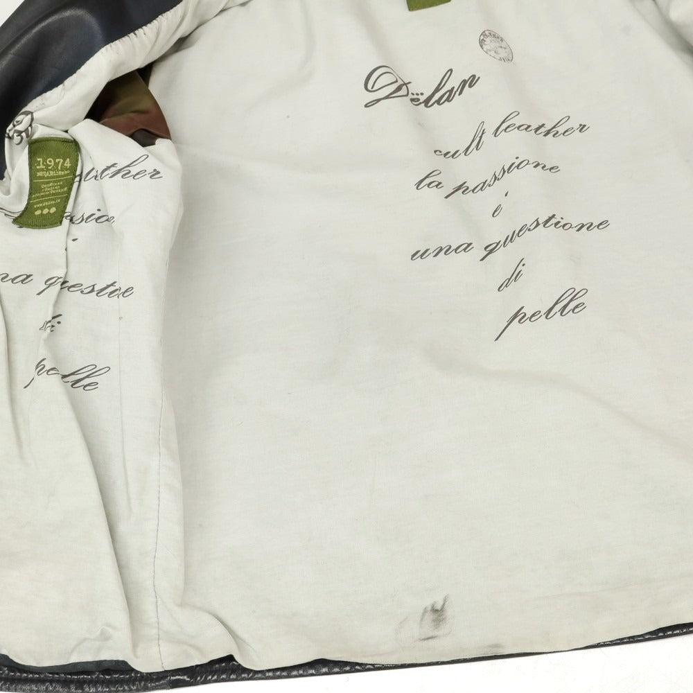 【中古】デラン Delan ラムレザー ライダースジャケット ブラック【 44 】【 状態ランクC 】【 メンズ 】