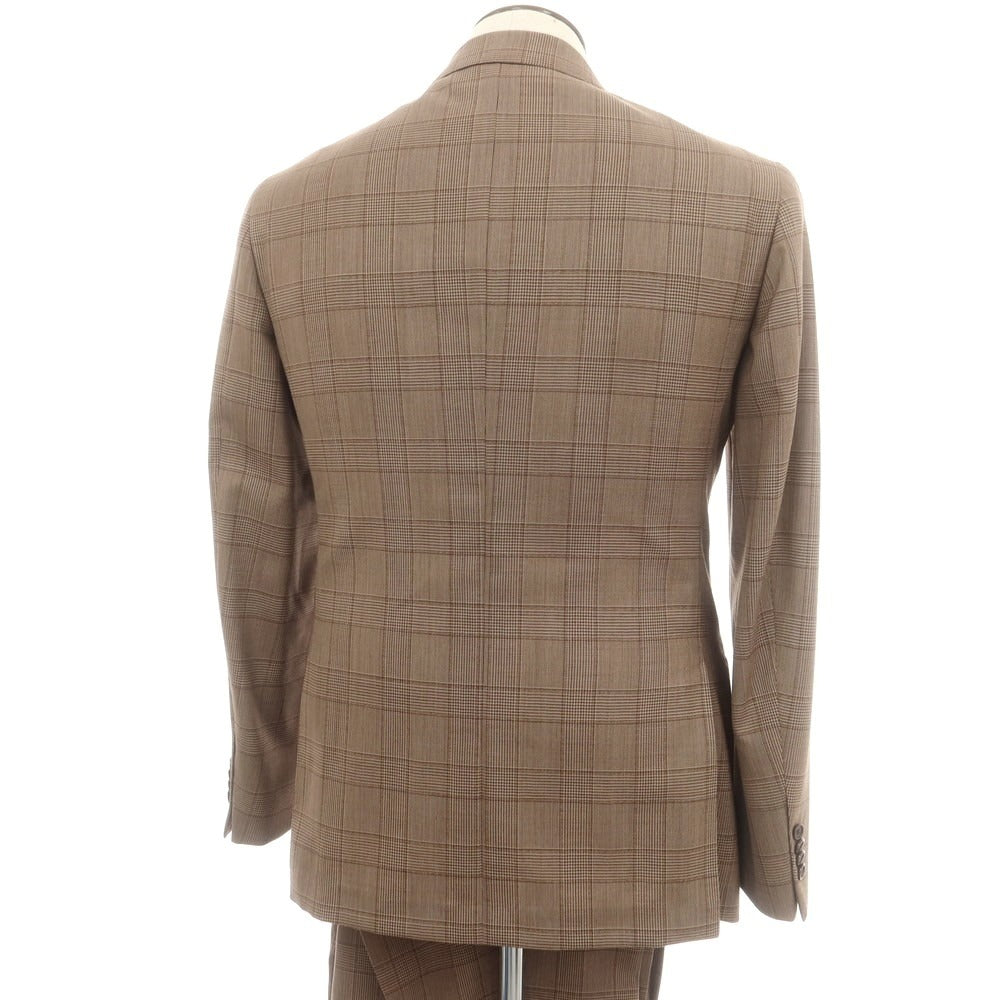 【中古】ソブリン SOVEREIGN ウールモヘヤ チェック 3つボタンスーツ ブラウン系【 50 】【 状態ランクA 】【 メンズ 】