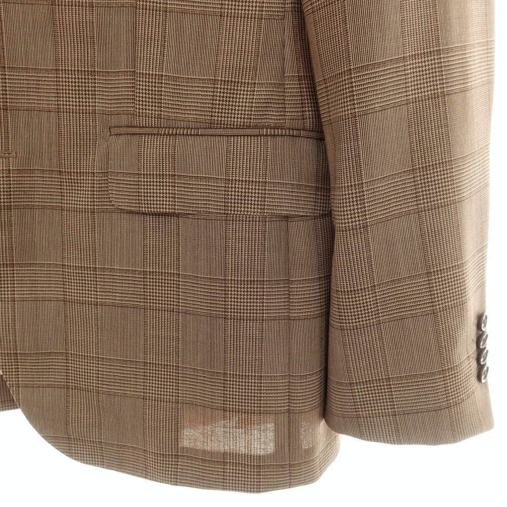 【中古】ソブリン SOVEREIGN ウールモヘヤ チェック 3つボタンスーツ ブラウン系【 50 】【 状態ランクA 】【 メンズ 】