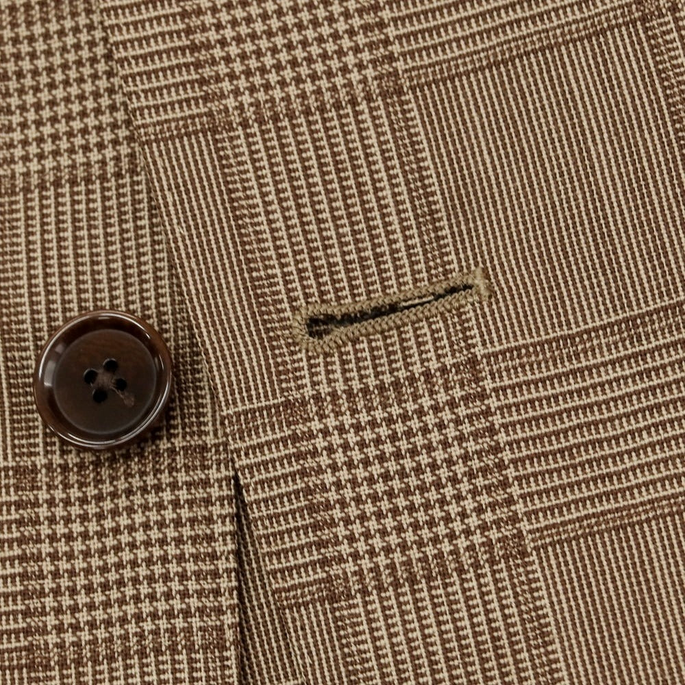 【中古】ソブリン SOVEREIGN ウールモヘヤ チェック 3つボタンスーツ ブラウン系【 50 】【 状態ランクA 】【 メンズ 】