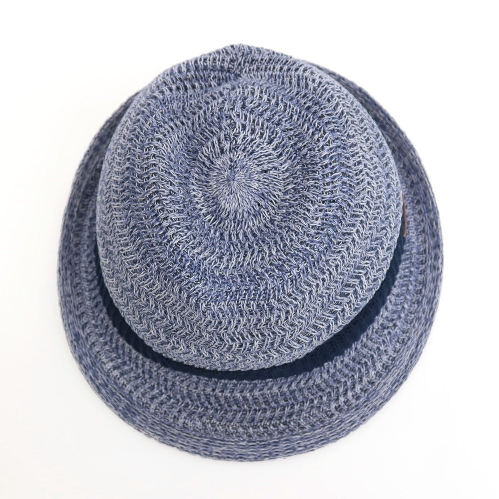 【中古】ステットソン STETSON ポリエステルコットン 中折れ ウォッシャブルサーモニットハット 帽子 ブルーxホワイト【サイズ61cm】【 状態ランクB 】【 メンズ 】
