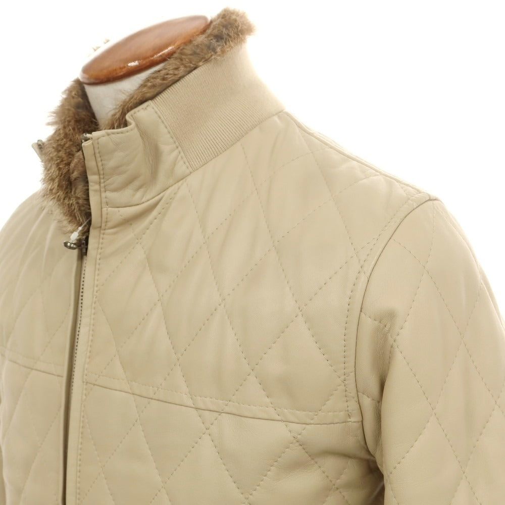 【中古】エンメティ EMMETI キルティング ファー レザーブルゾン ベージュ【 46 】【 状態ランクB 】【 メンズ 】