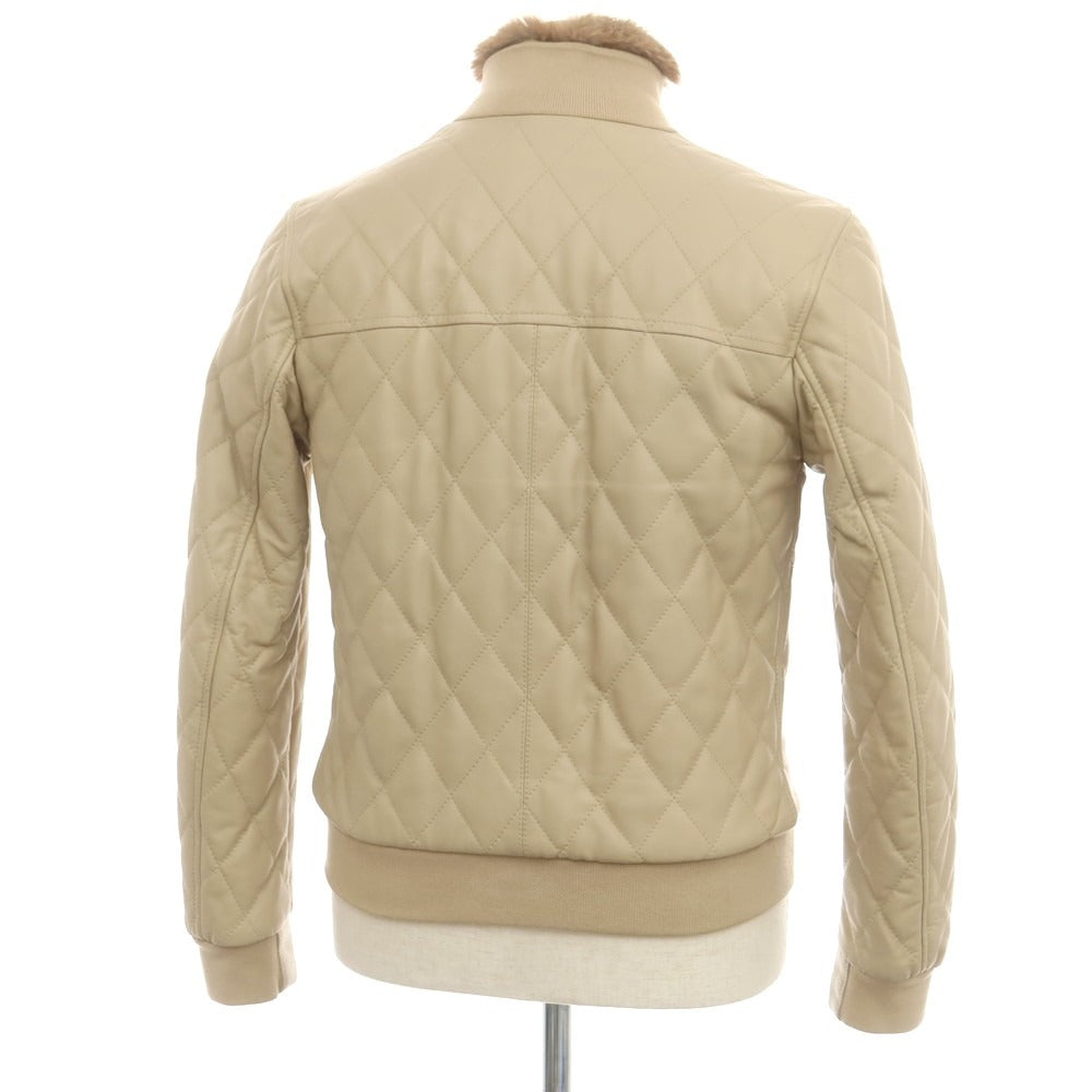 【中古】エンメティ EMMETI キルティング ファー レザーブルゾン ベージュ【 46 】【 状態ランクB 】【 メンズ 】