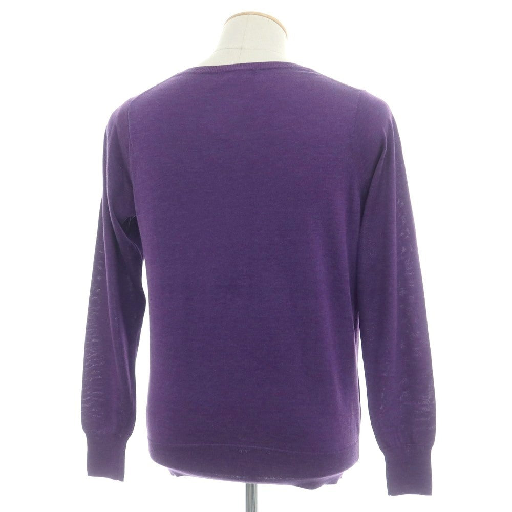 【中古】バーニーズニューヨーク BARNEYS NEWYORK ハイゲージ シルクコットン Vネック プルオーバーニット パープル【 M 】【 状態ランクB 】【 メンズ 】