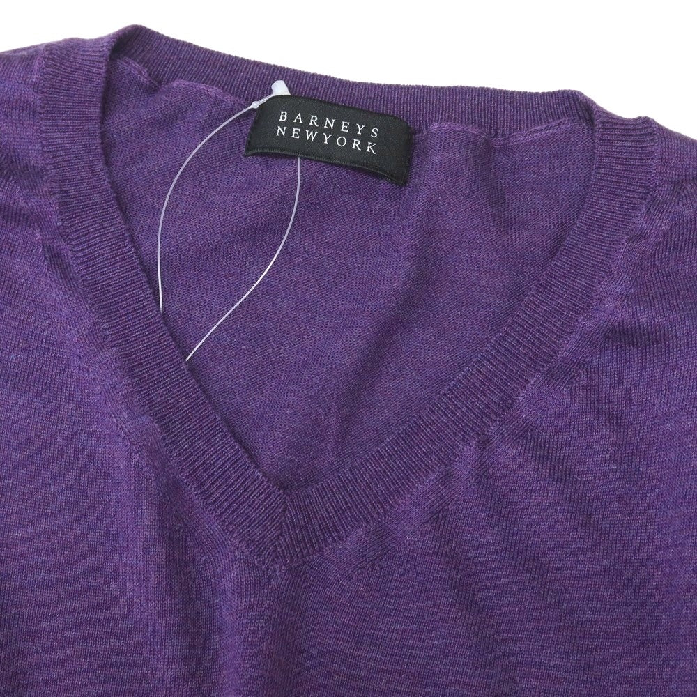 【中古】バーニーズニューヨーク BARNEYS NEWYORK ハイゲージ シルクコットン Vネック プルオーバーニット パープル【 M 】【 状態ランクB 】【 メンズ 】