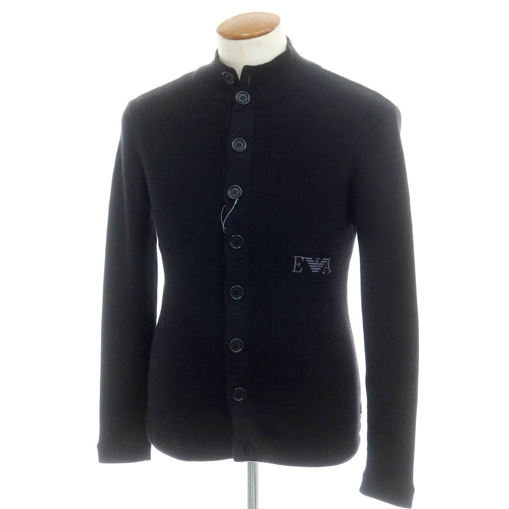 【中古】エンポリオ アルマーニ EMPORIO ARMANI コットン スタンドカラー リブニット カーディガン ブラック【 46 】【 状態ランクB 】【 メンズ 】