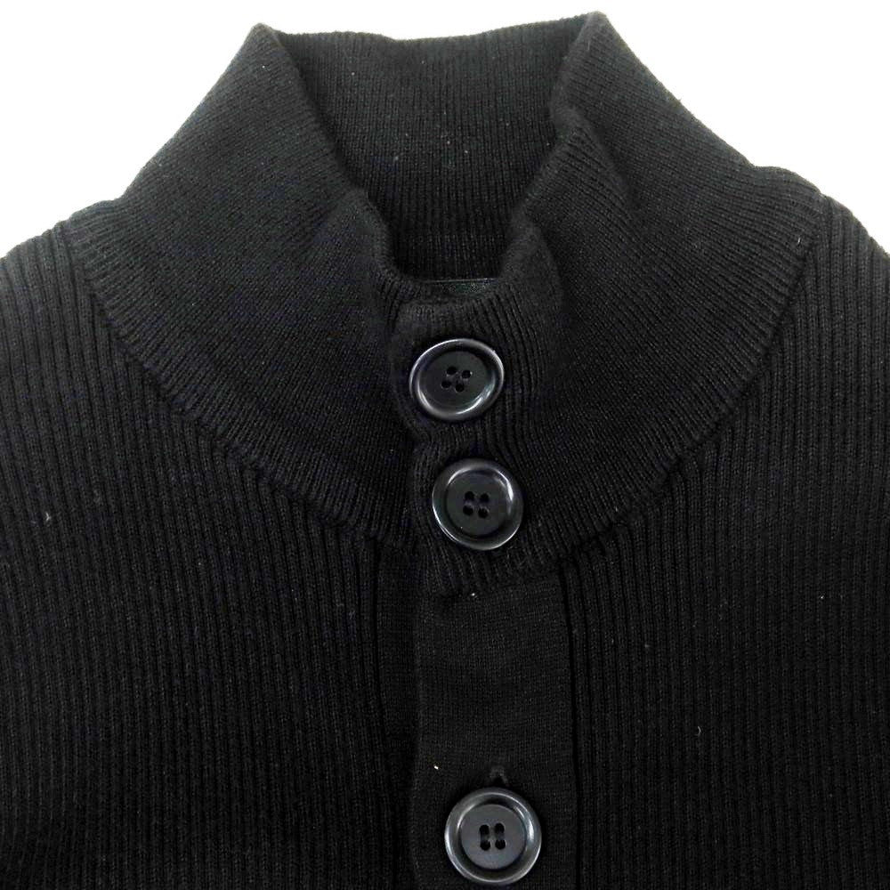 【中古】エンポリオ アルマーニ EMPORIO ARMANI コットン スタンドカラー リブニット カーディガン ブラック【 46 】【 状態ランクB 】【 メンズ 】