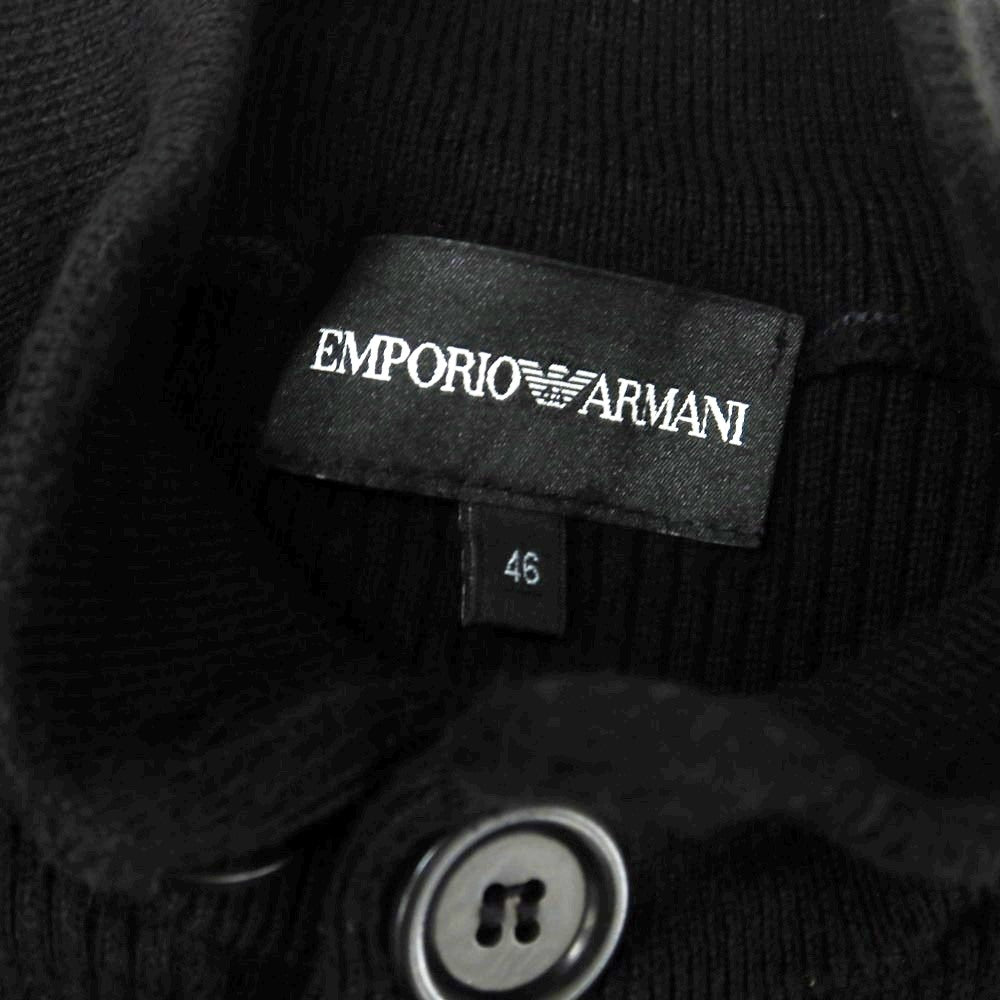 【中古】エンポリオ アルマーニ EMPORIO ARMANI コットン スタンドカラー リブニット カーディガン ブラック【 46 】【 状態ランクB 】【 メンズ 】