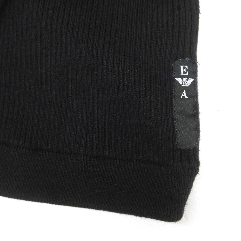 【中古】エンポリオ アルマーニ EMPORIO ARMANI コットン スタンドカラー リブニット カーディガン ブラック【 46 】【 状態ランクB 】【 メンズ 】