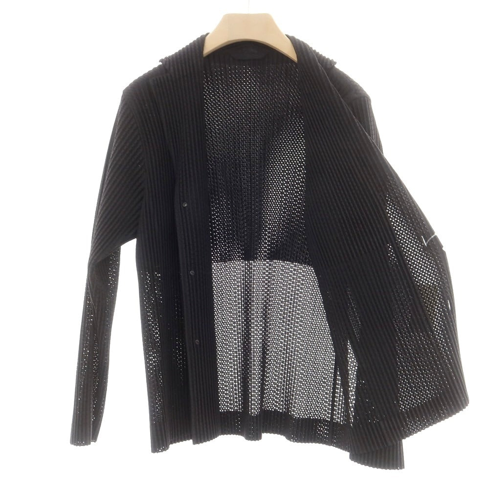 【中古】オム プリッセ イッセイミヤケ HOMME PLISSE ISSEY MIYAKE 2025年春夏 メッシュポリエステル プリーツ加工 ジャケット ブラック【 表記なし(L位) 】【 状態ランクA 】【 メンズ 】