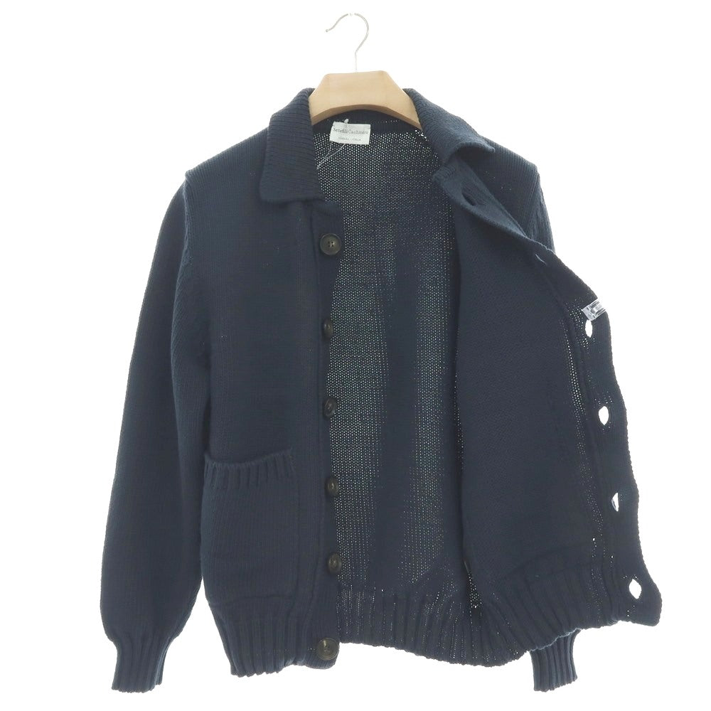 【新品】セッテフィーリ カシミア Settefili Cashmere コットンナイロン 襟付き カーディガン グリーンネイビー【サイズ48/S】【 状態ランクN 】【 メンズ 】