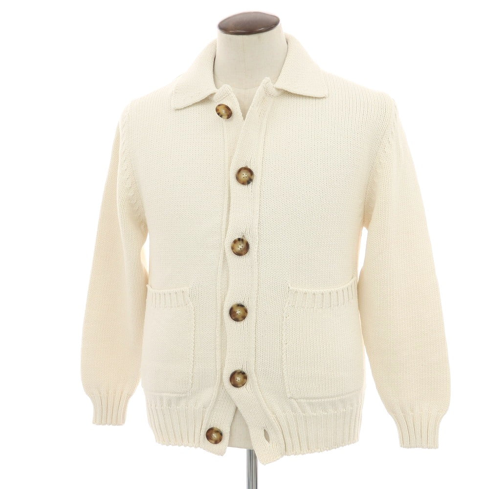 【新品】セッテフィーリ カシミア Settefili Cashmere コットンナイロン 襟付き カーディガン アイボリー【サイズ50/M】【 状態ランクN 】【 メンズ 】