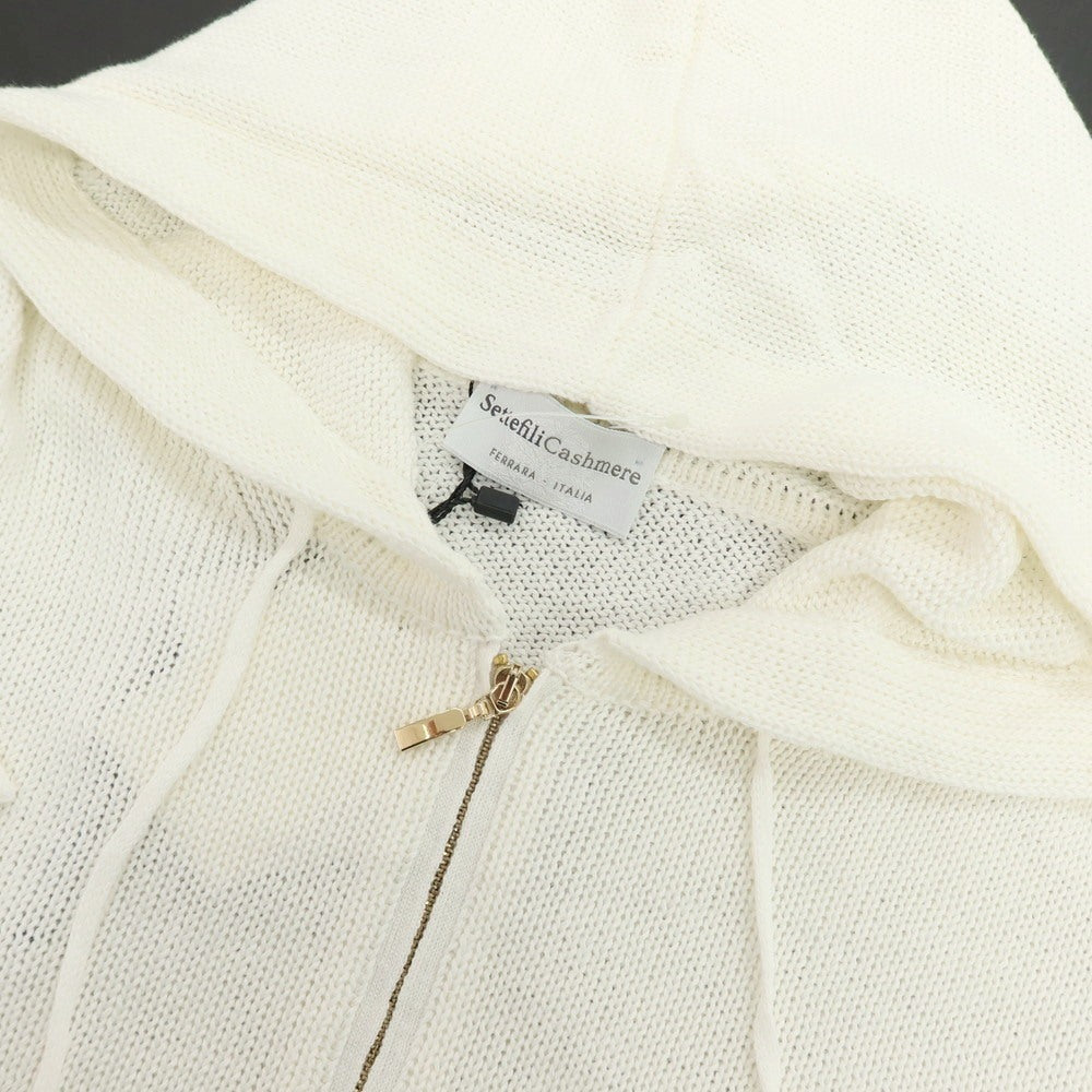 【新品】セッテフィーリ カシミア Settefili Cashmere リネンコットン ダブルジップ ニットパーカー ホワイト【サイズ44】【 状態ランクN 】【 メンズ 】