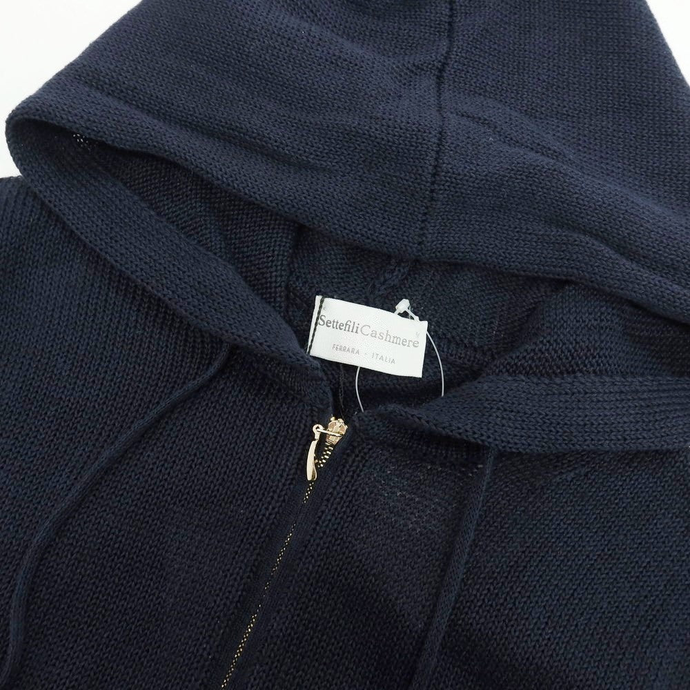 【新品】セッテフィーリ カシミア Settefili Cashmere リネンコットン ダブルジップ ニットパーカー ネイビー【サイズ44】【 状態ランクN 】【 メンズ 】