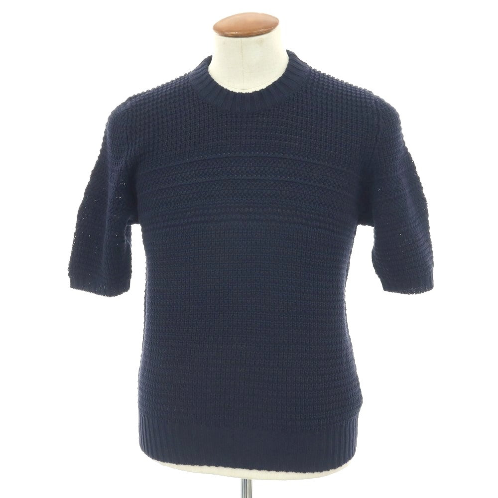 【新品】セッテフィーリ カシミア Settefili Cashmere リネンコットン クルーネック 半袖 プルオーバーニット ネイビー【サイズ48/S】【 状態ランクN 】【 メンズ 】