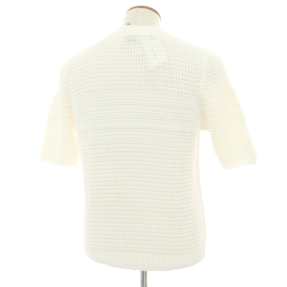 【新品】セッテフィーリ カシミア Settefili Cashmere リネンコットン クルーネック 半袖 プルオーバーニット ホワイト【サイズ48/S】【 状態ランクN 】【 メンズ 】