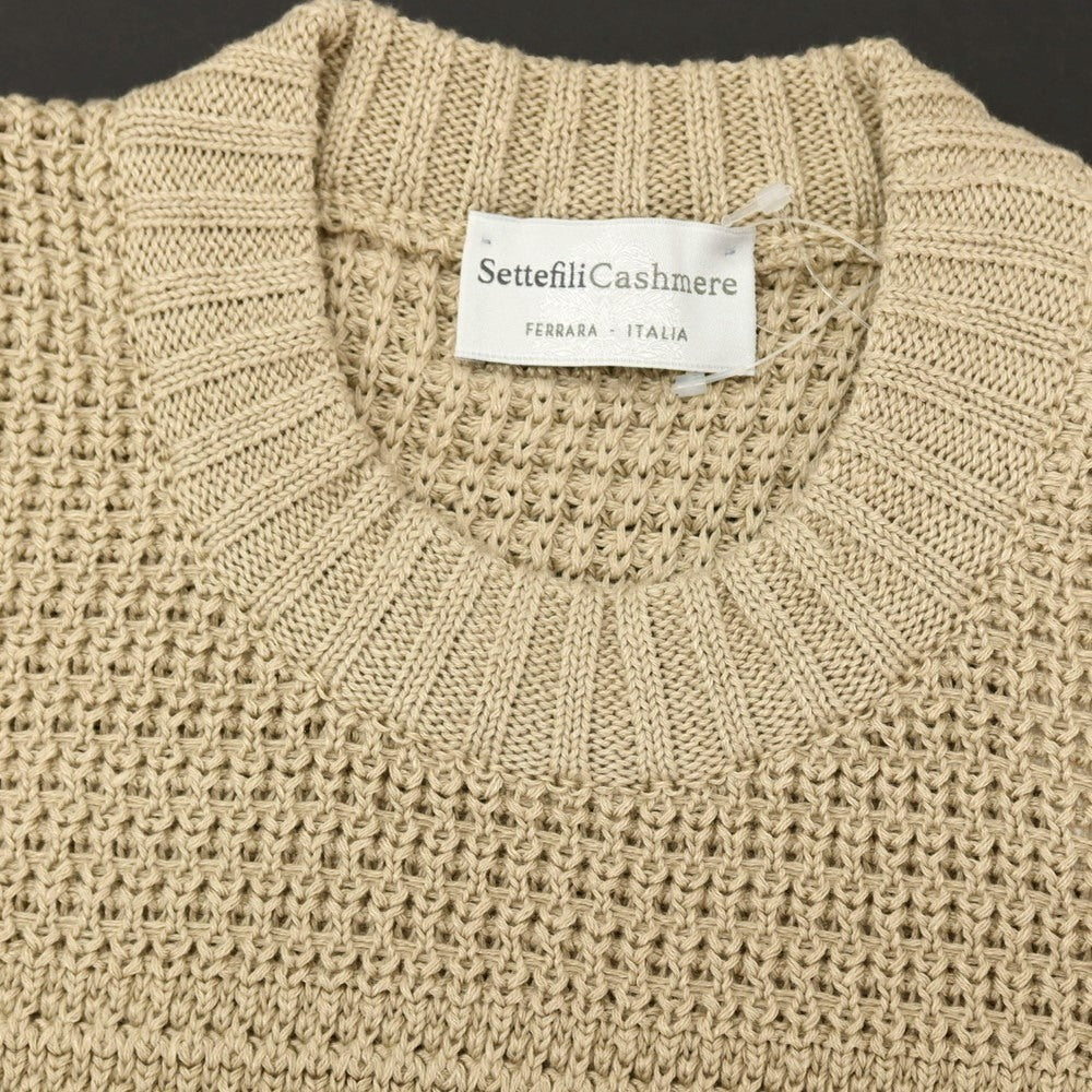【新品】セッテフィーリ カシミア Settefili Cashmere リネンコットン クルーネック プルオーバーニット ベージュ【サイズ44】【 状態ランクN 】【 メンズ 】