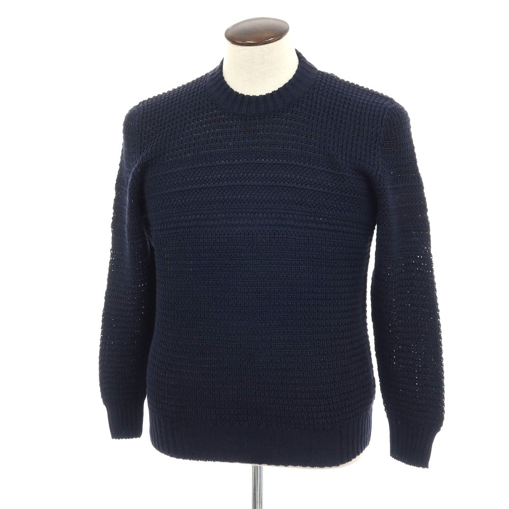 【新品】セッテフィーリ カシミア Settefili Cashmere リネンコットン クルーネック プルオーバーニット ネイビー【サイズ50/M】【 状態ランクN 】【 メンズ 】