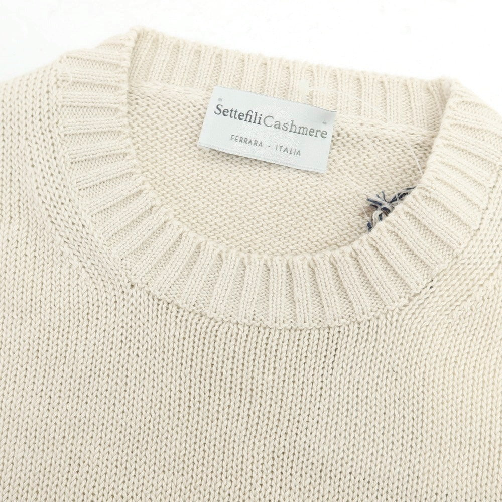 【新品】セッテフィーリ カシミア Settefili Cashmere リネンコットン クルーネック プルオーバーニット アイボリー【 52/L 】【 状態ランクN 】【 メンズ 】